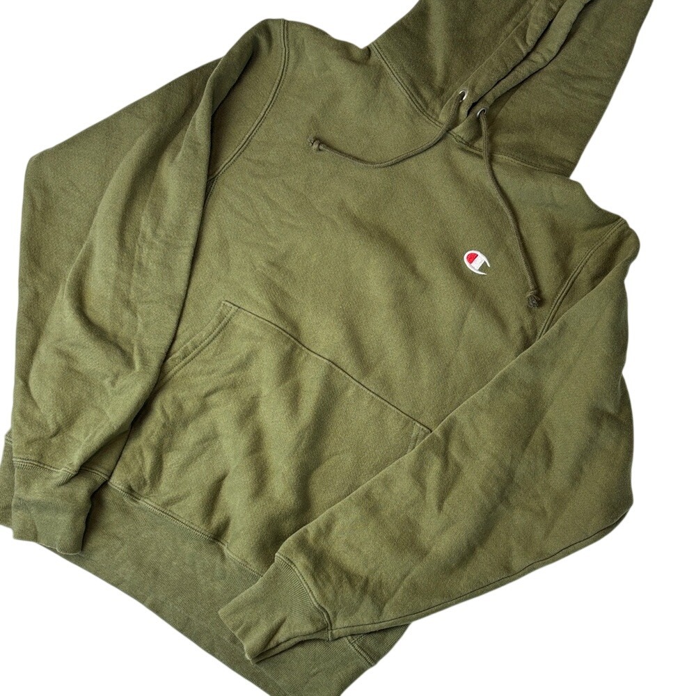 Champion Reverse Weave Hoodie Olive Green Mens S Heavyweight Fleece GF68 Consign